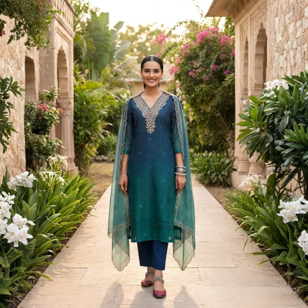 Women's Pack of 3 Pure Cotton Kurtas Pant Set & Dupatta |C-024