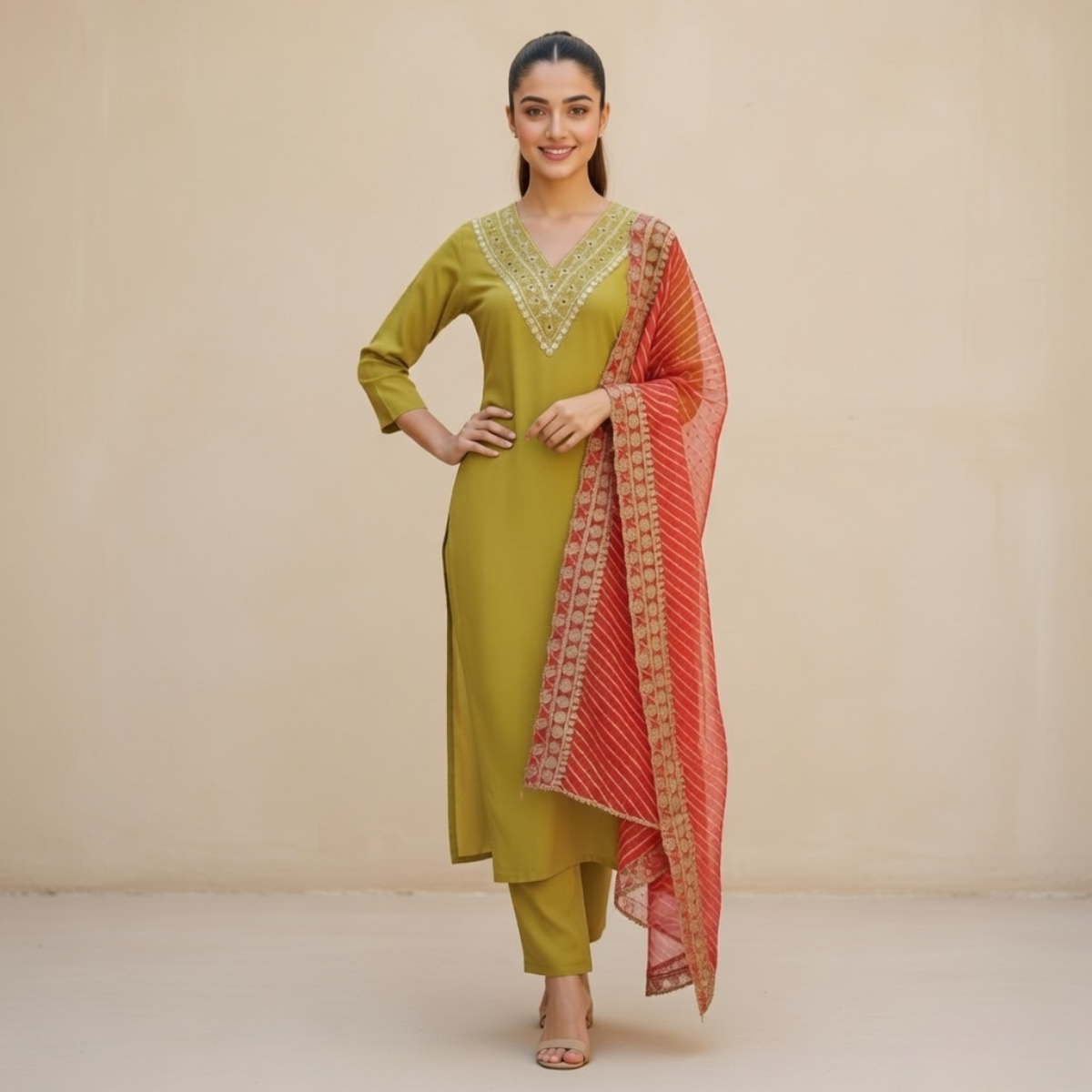 Women's Pack of 3 Pure Cotton Kurtis with Pant & Dupatta |C-017