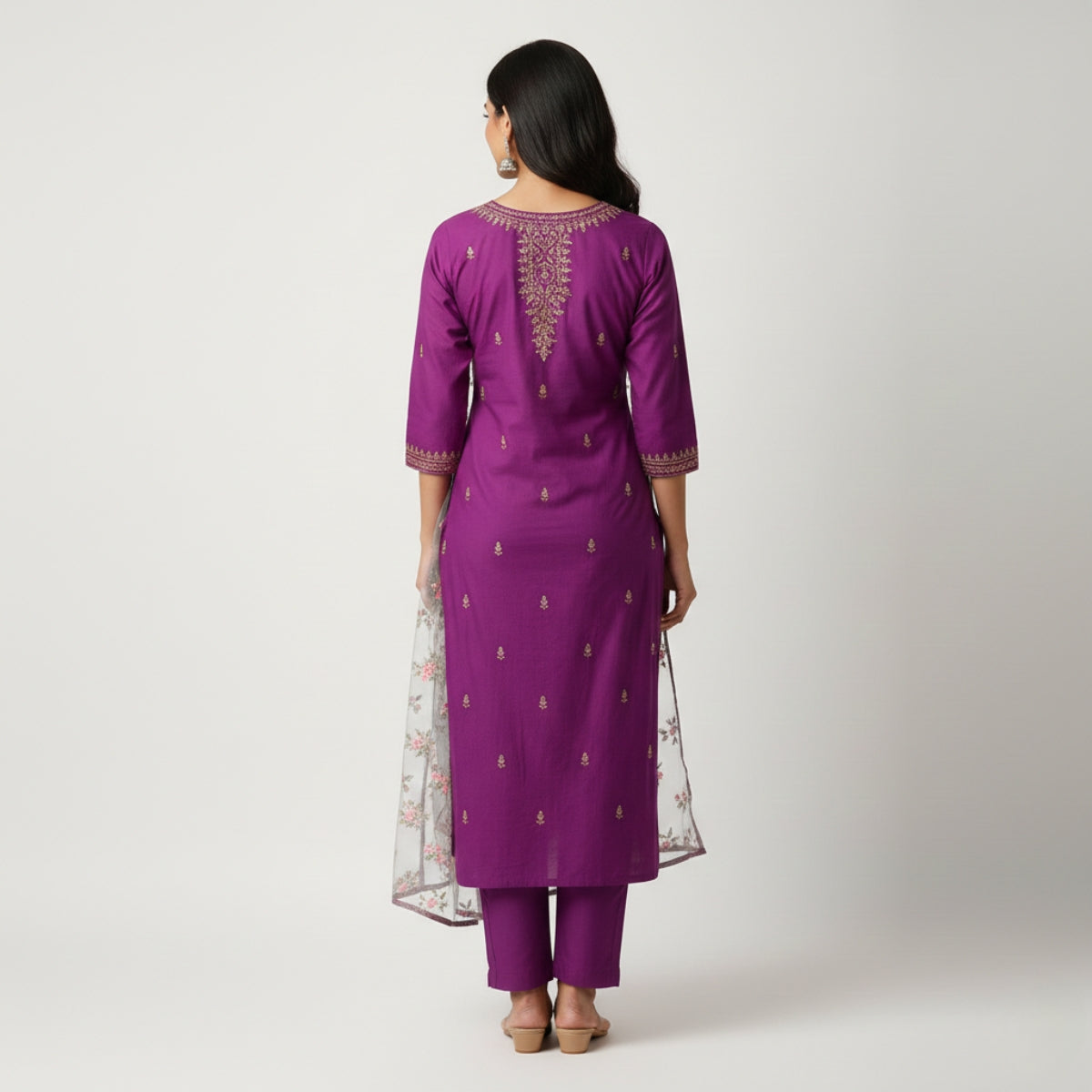 Pack of 2 Premium Cotton Kurtis with Pant & Dupatta – Casual Ethnic | C-09