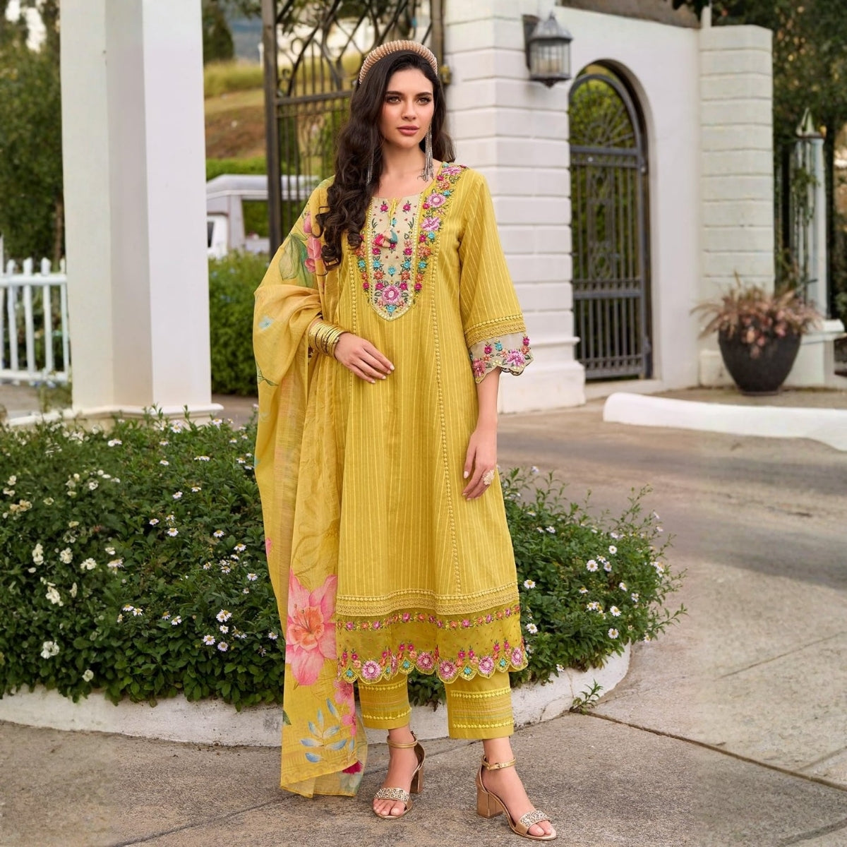 Pack of 2 Premium Cotton Kurtis with Plazzo Pant & Dupatta – Casual Ethnic| C-11