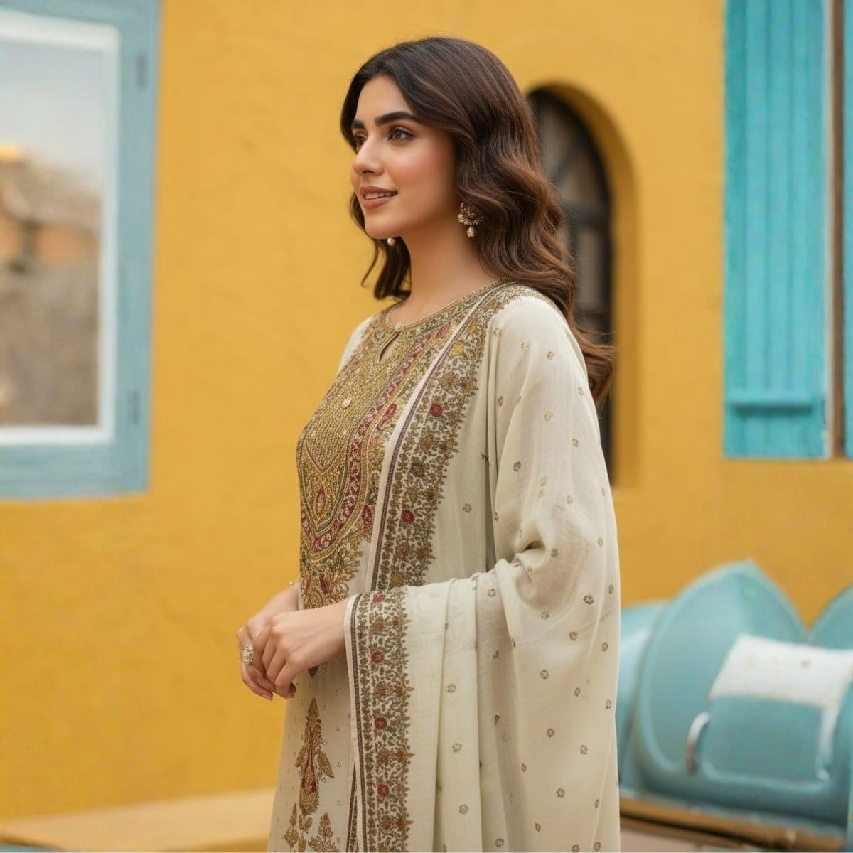 Pack of 2 Premium Cotton Kurtis with Pant & Dupatta – ( Anarkali Set + Kurta Set )| C-19