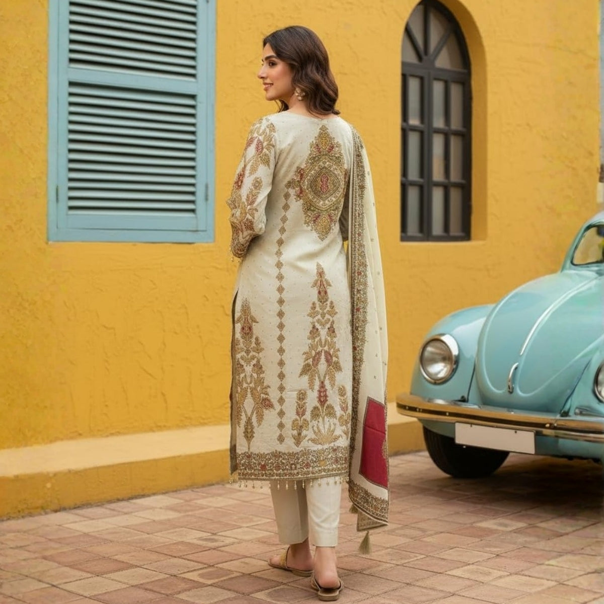 Pack of 2 Premium Cotton Kurtis with Pant & Dupatta – ( Anarkali Set + Kurta Set )| C-19