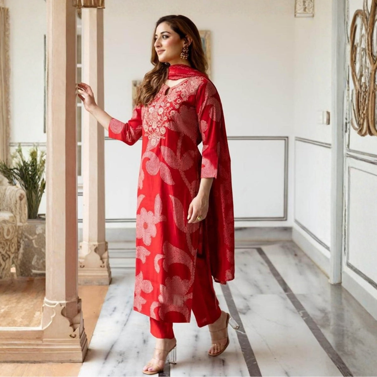 Pack of 2 Premium Cotton Kurtis with Pant & Dupatta – Casual Ethnic| C-20