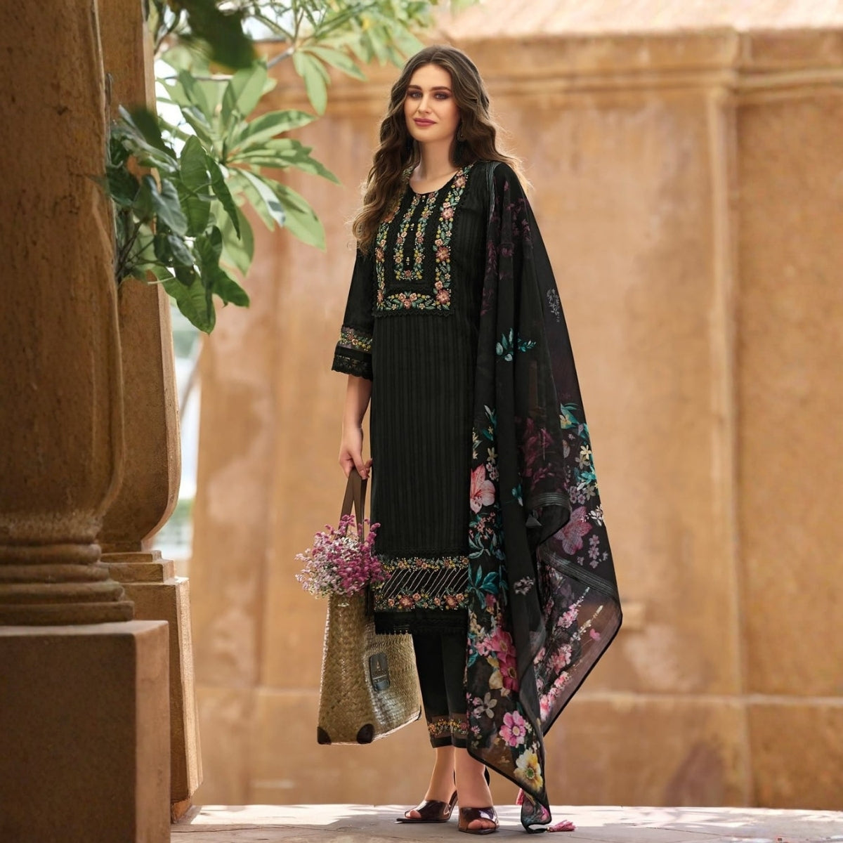 Pack of 2 Premium Cotton Kurtis with Plazzo Pant & Dupatta – Casual Ethnic| C-11